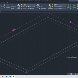 Bespoke Kitchen Island Cover 790 x 1250 x 50mm Internal